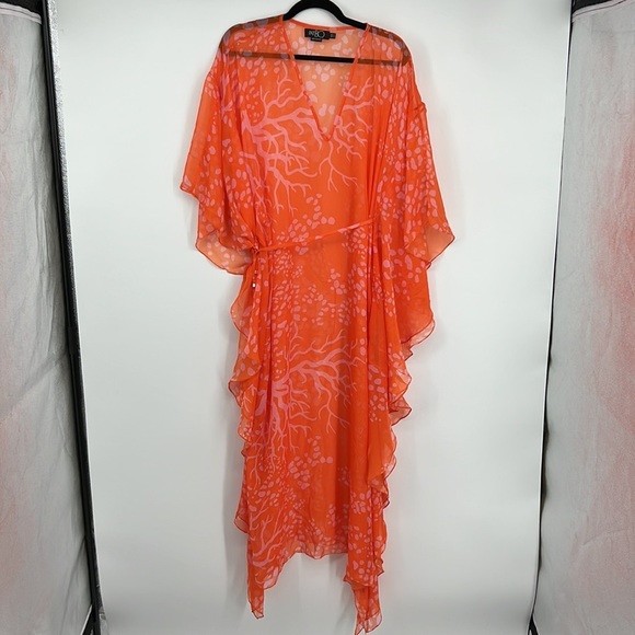 PatBO Coral Print Caftan in Coral - Picture 4 of 10